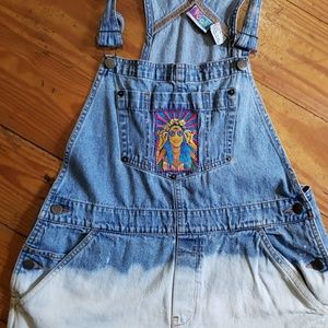 Vintage Denim Overalls with Hippie Patch